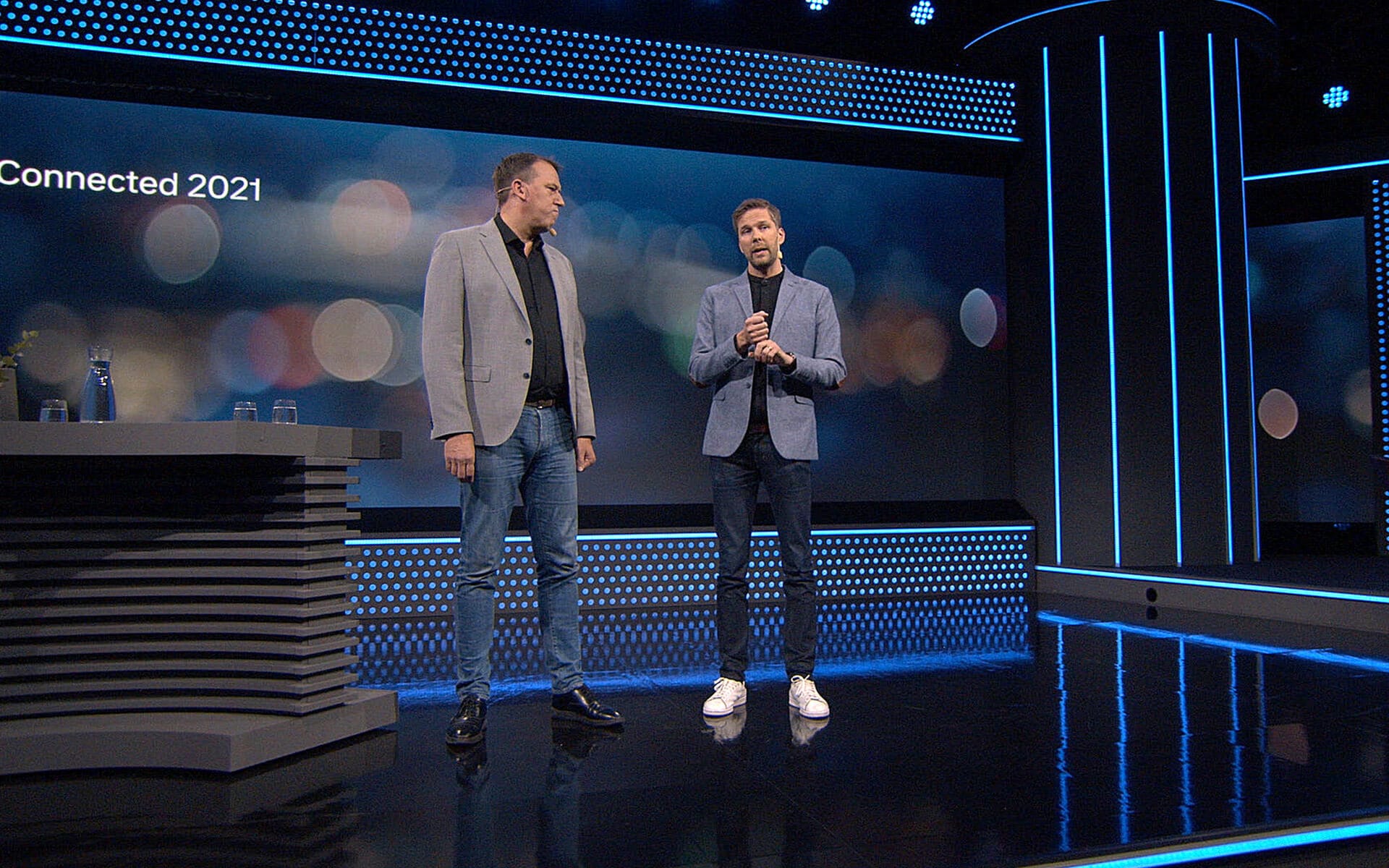 Frank Svensson och Henrik Lampa i dialog i Studio Ett, Dustin Expo Connected 2021