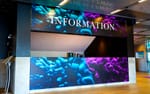 Folierad informationsdisk med Allergan-branding, Stockholm Waterfront