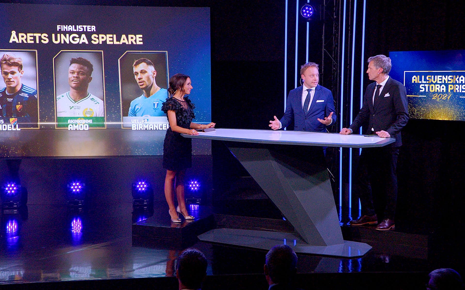 Studio furniture and TV desk, live football awards gala Allsvenskans Stora Pris