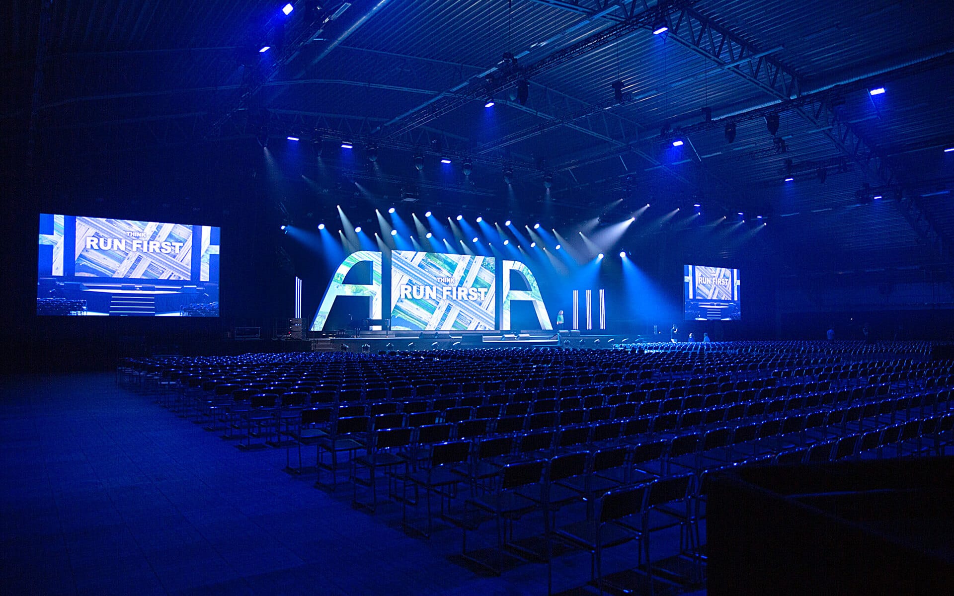Vinnarhallen at Boson Lidingo ready for ATEA conference with full stage rig