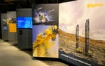 Närbild på interaktiv metallskylt i gruvutställning, Atlas Copco bergrum Sickla