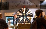 Interaktivt ölhjul som snurrande ölspel, Brooklyn Breweries mässmonter