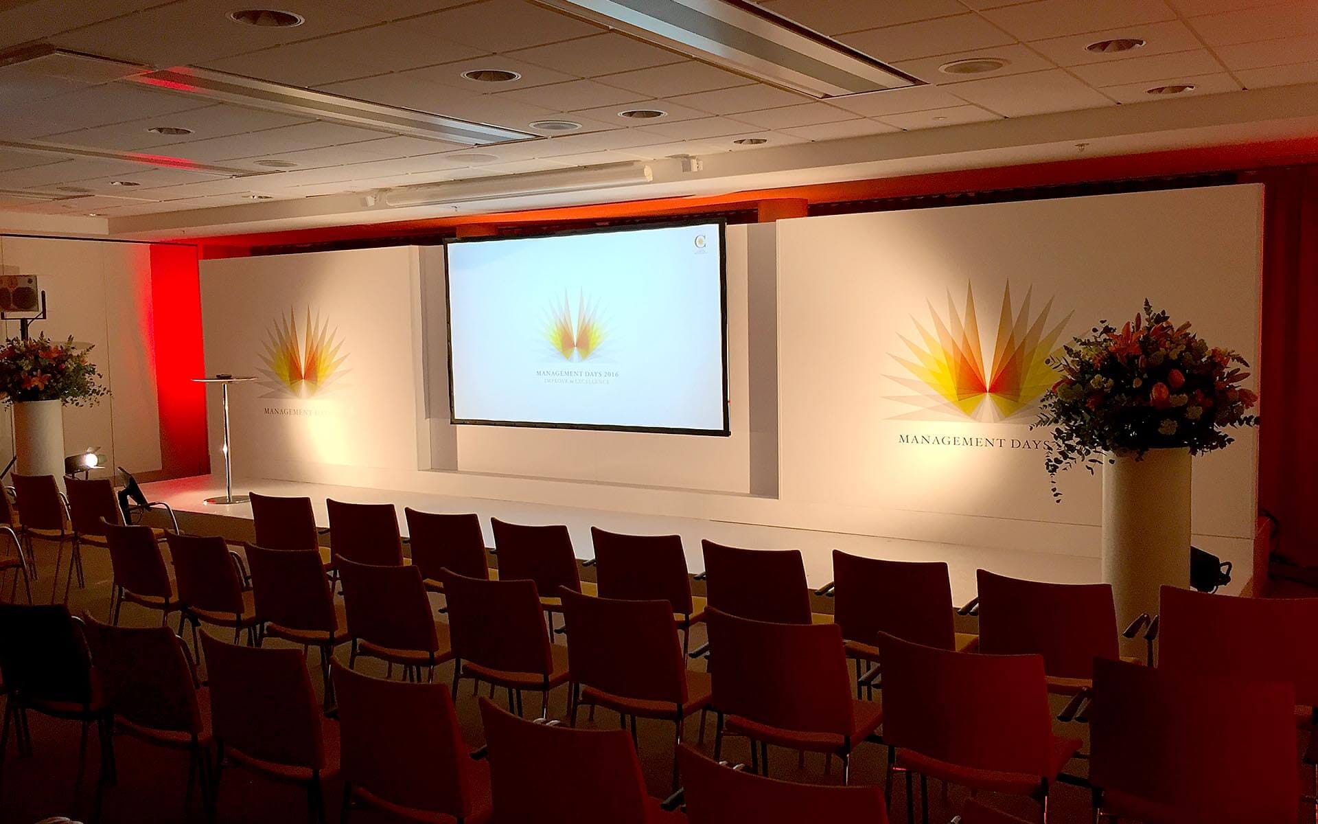 Coor executive meeting at Djurgårdssalen, Elite Hotel Marina Tower – refined set design adapted to the character of the venue and Coor's brand.