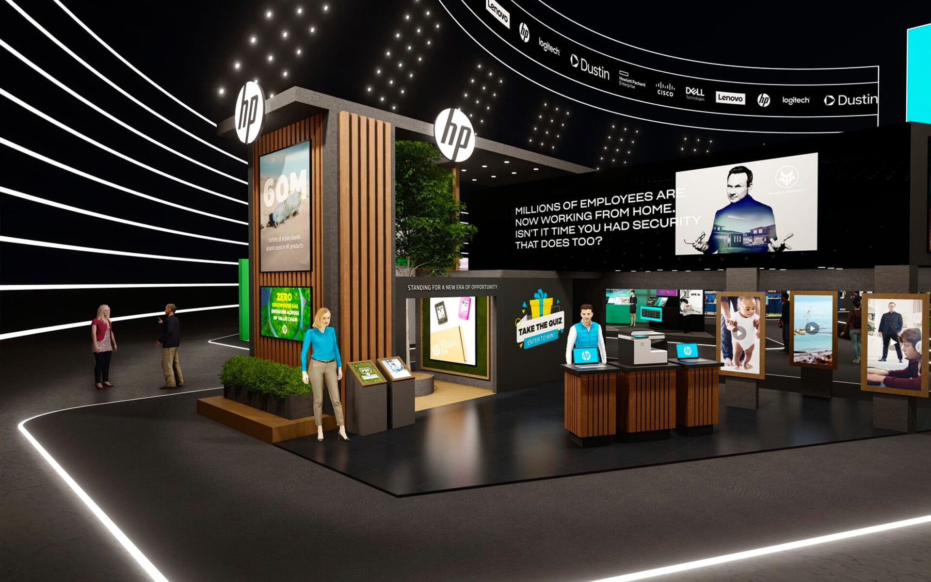 Virtual HP stand at Dustin Connected 2021 – designed and 3D-modelled by EDGE for the digital trade fair.