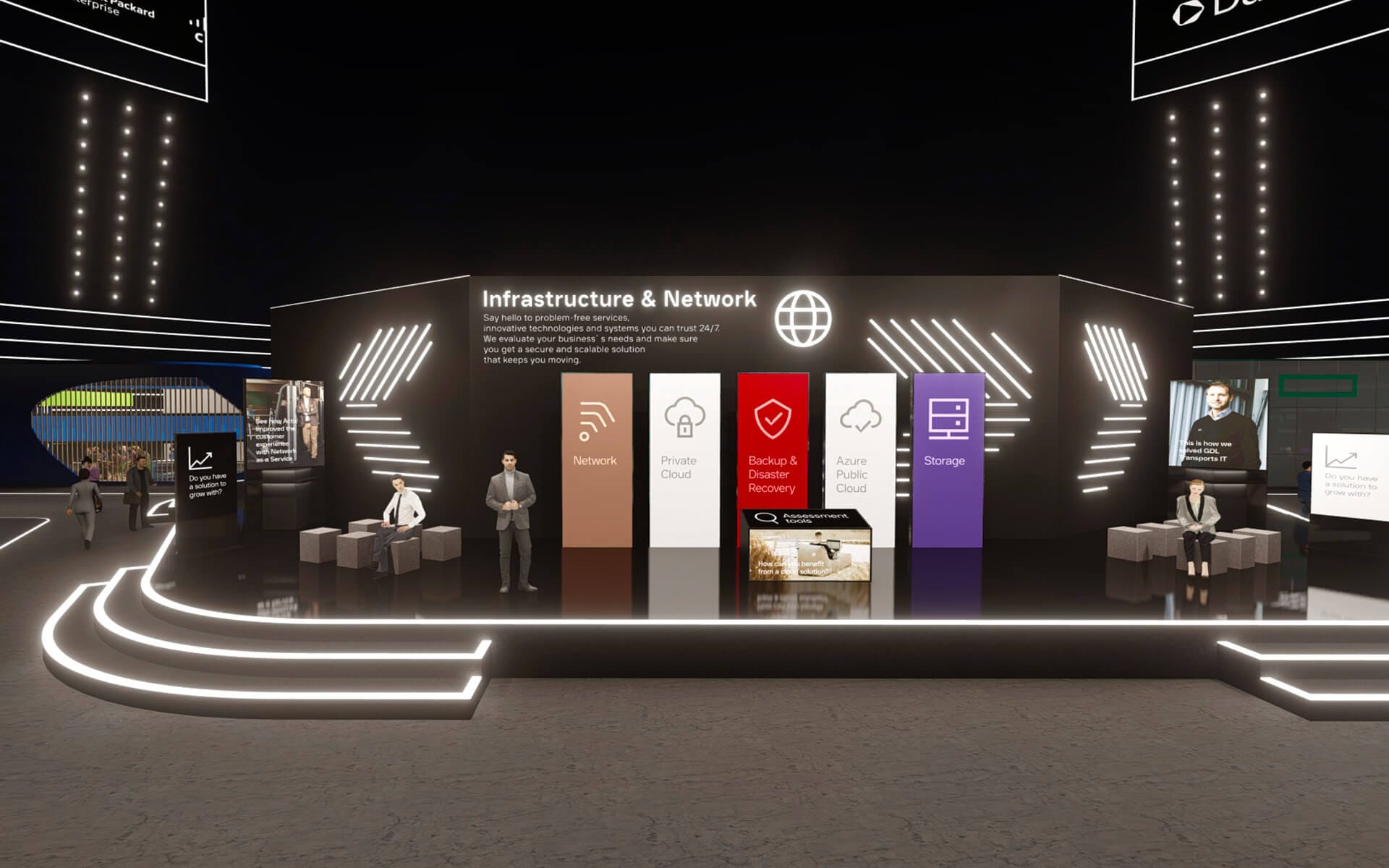 Infrastructure & Network stand at Dustin Connected 2021 – 3D design and modelling by EDGE with a clear brand profile.