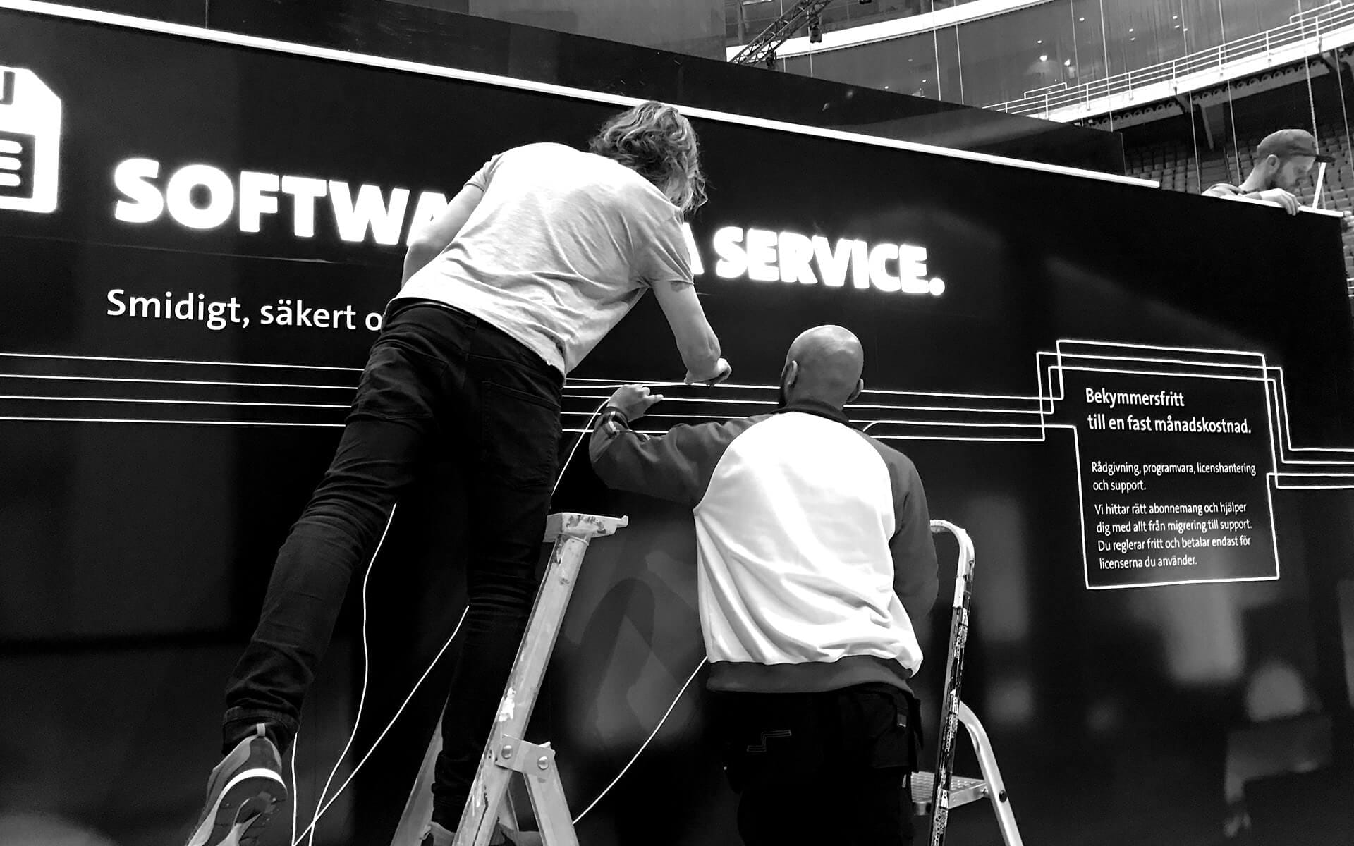 Installation av Thinlight i Dustins monter, Dustin Expo 2019 Avicii Arena