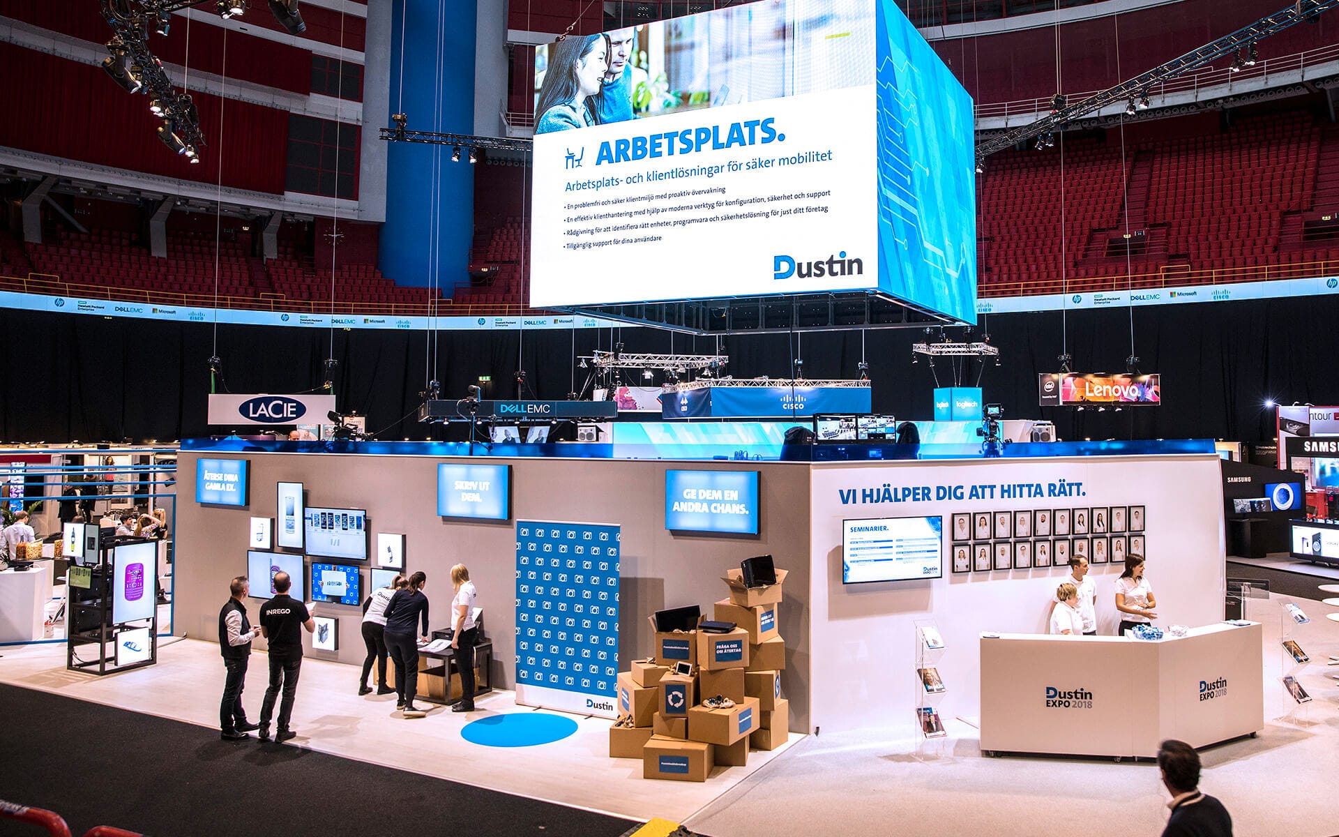 Dustins mässmonter på Dustin Expo 2018 i Avicii Arena