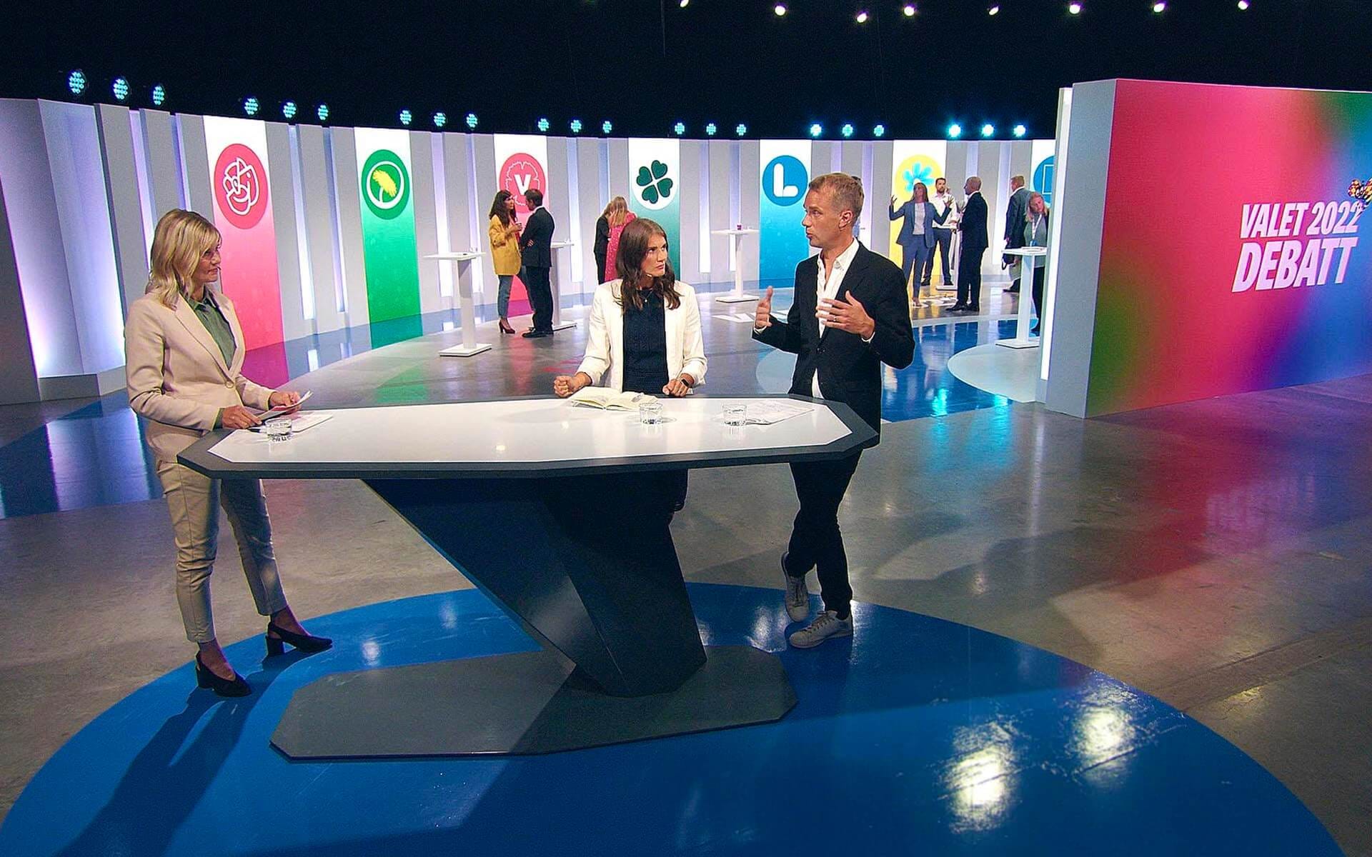 Expressens Partiledardebatt i Strawberry Fields – EDGE designade och producerade hela studiomiljön för den nationellt livesända debatten.