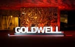 Specialbyggd frigolitlogga i entrén till Fira Barcelona, Goldwell Global Zoom 2017