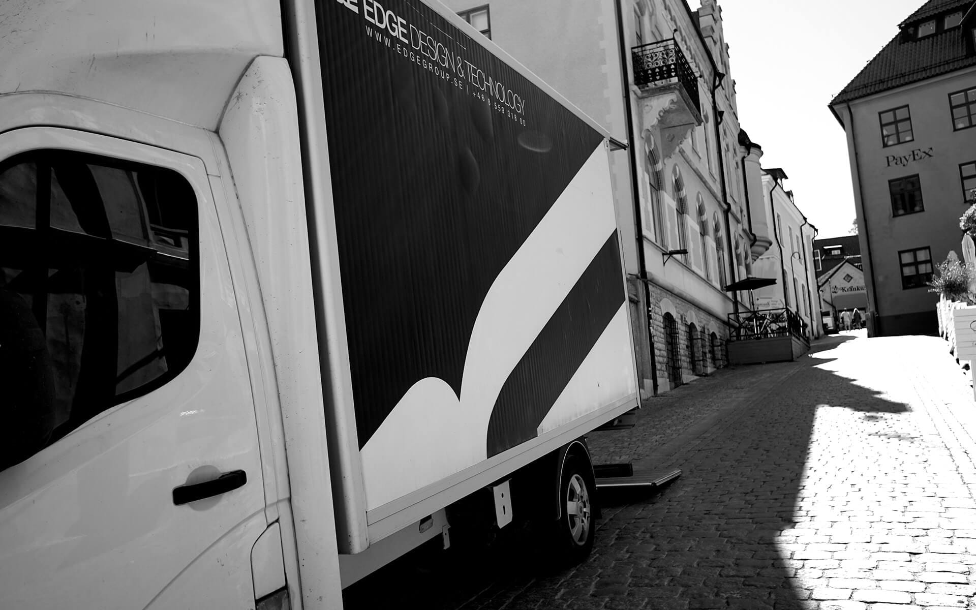 EDGE lastbil levererar eventproduktion i Visby under Almedalsveckan