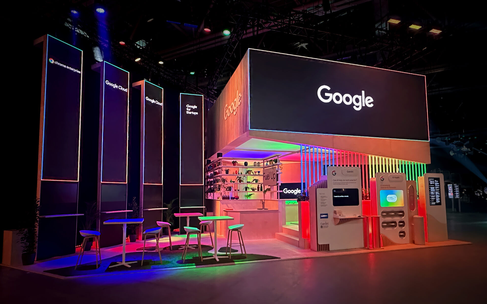Custom-built Google Cloud booth at Slush Helsinki 2024
