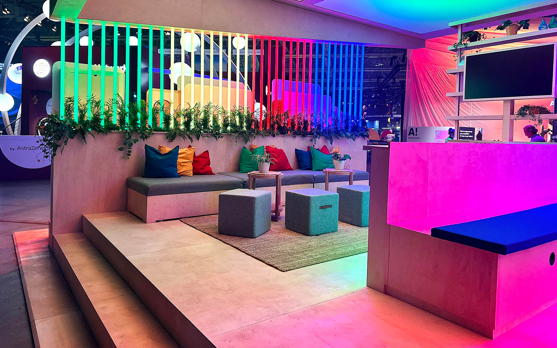 Custom-built booth with a warm and welcoming feel at Slush