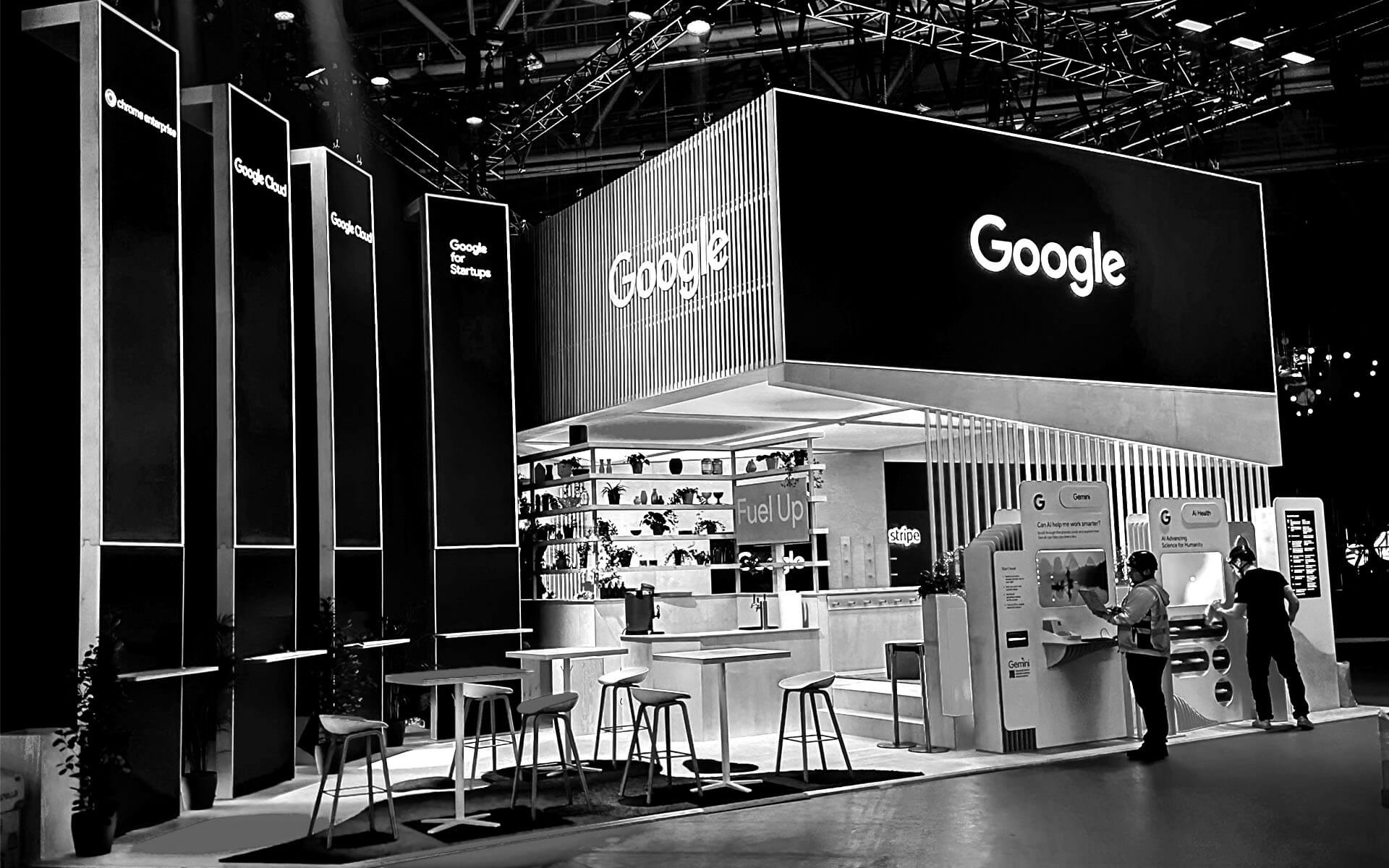 Behind the scenes during the build of Google Cloud's Slush booth