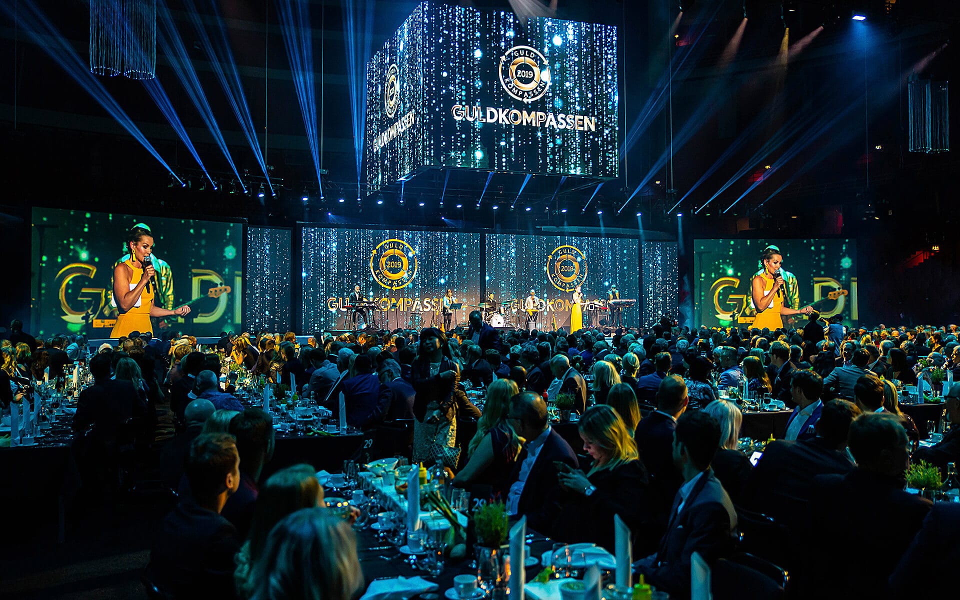 Gala dinner for ICA-Handlarna at Avicii Arena – a full-scale gala evening with stage, light show and live entertainment for thousands of attendees.