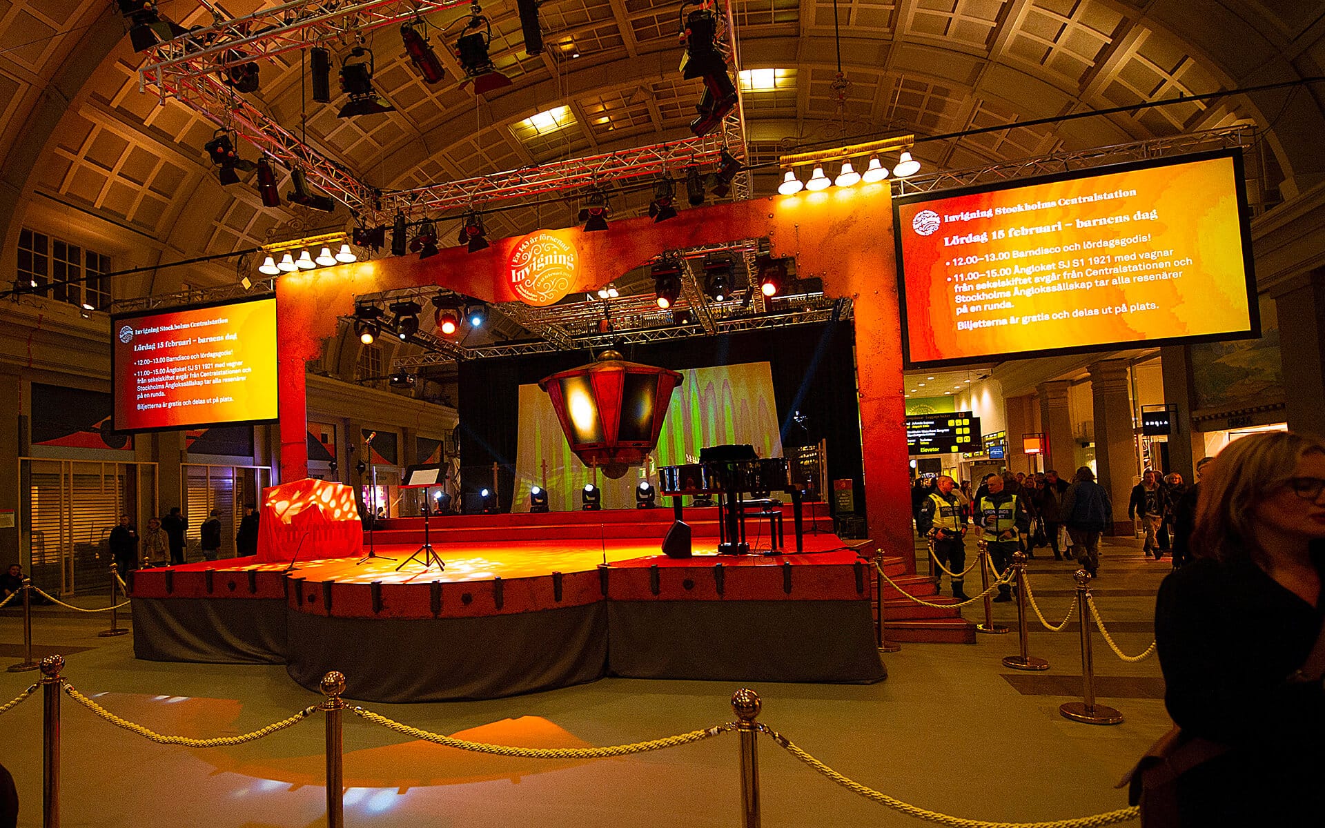 Custom-built stage with heritage look, inauguration Stockholm Central Station 2014