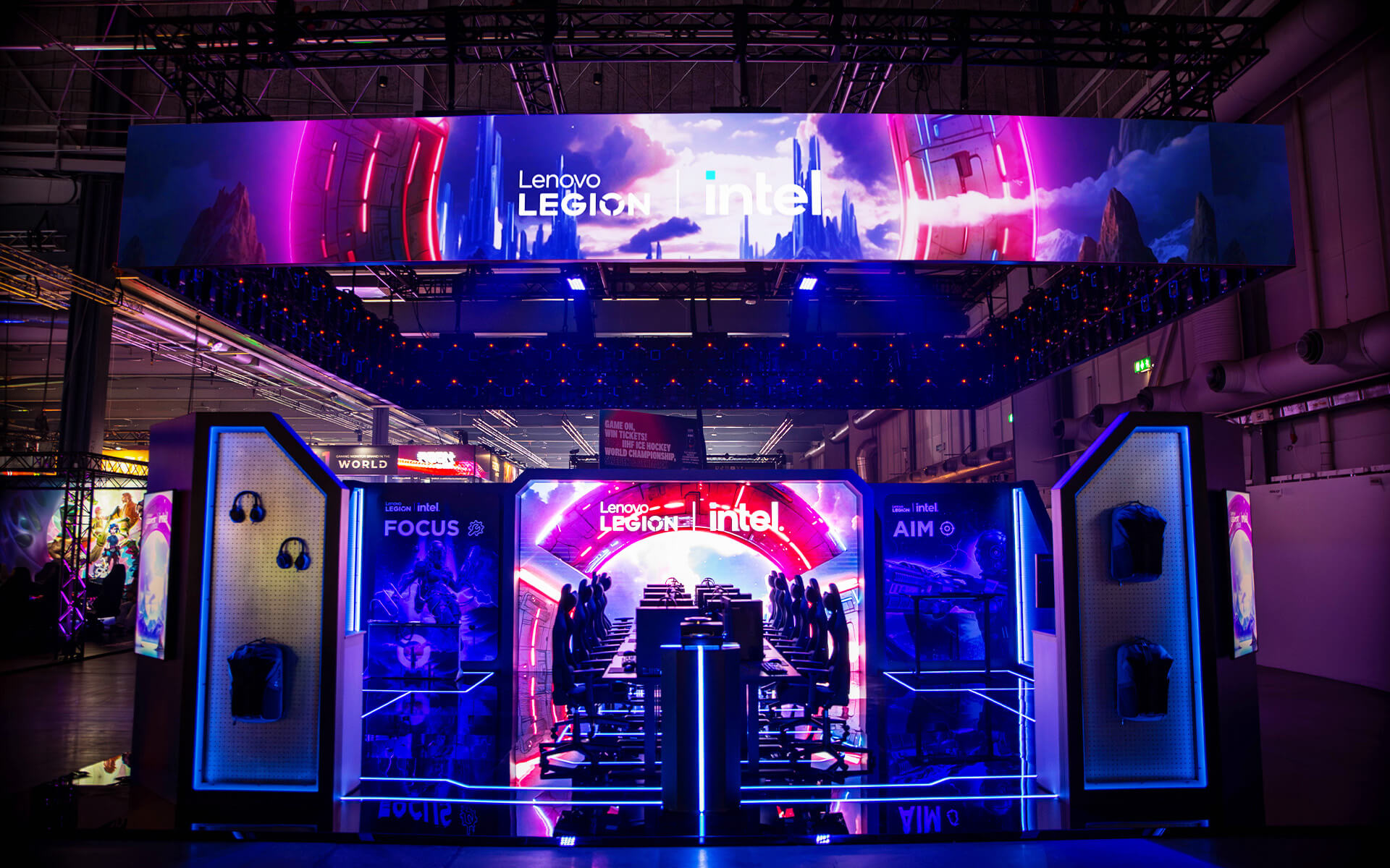 Custom-built Lenovo booth at Dreamhack 2024 at Stockholmsmässan