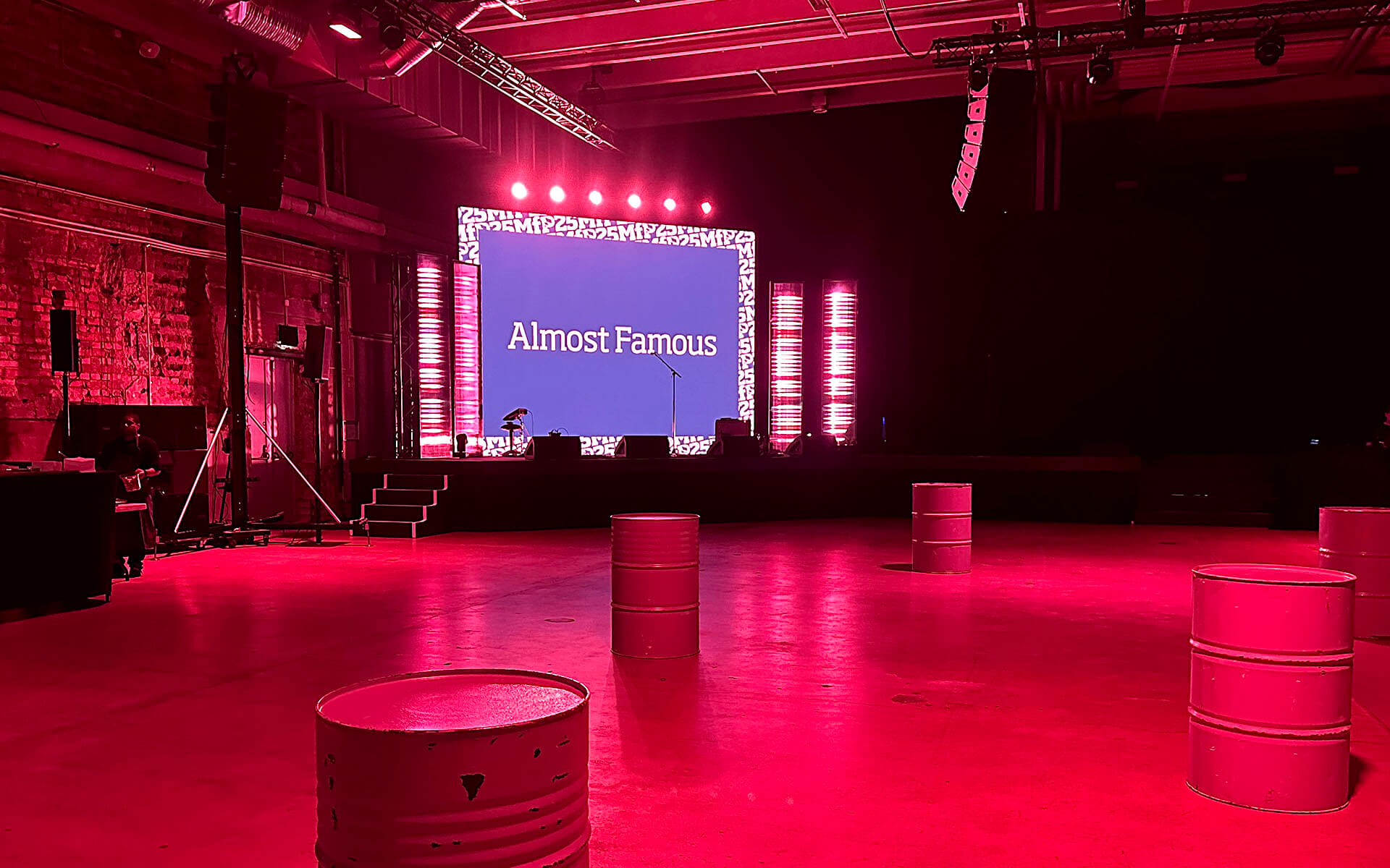 LED wall 8 × 4 metres at the back of the stage