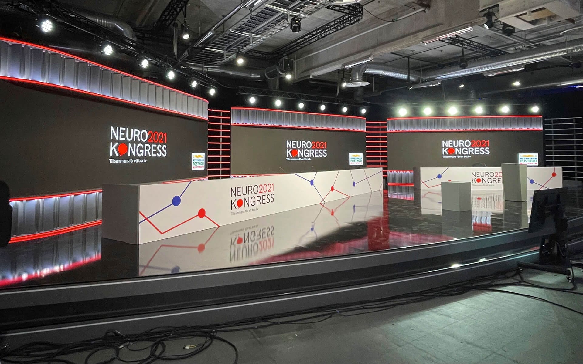 Swedish Neuro Association digital congress at Studio Flex – a complete studio format with presidium table, set design and broadcast solution.