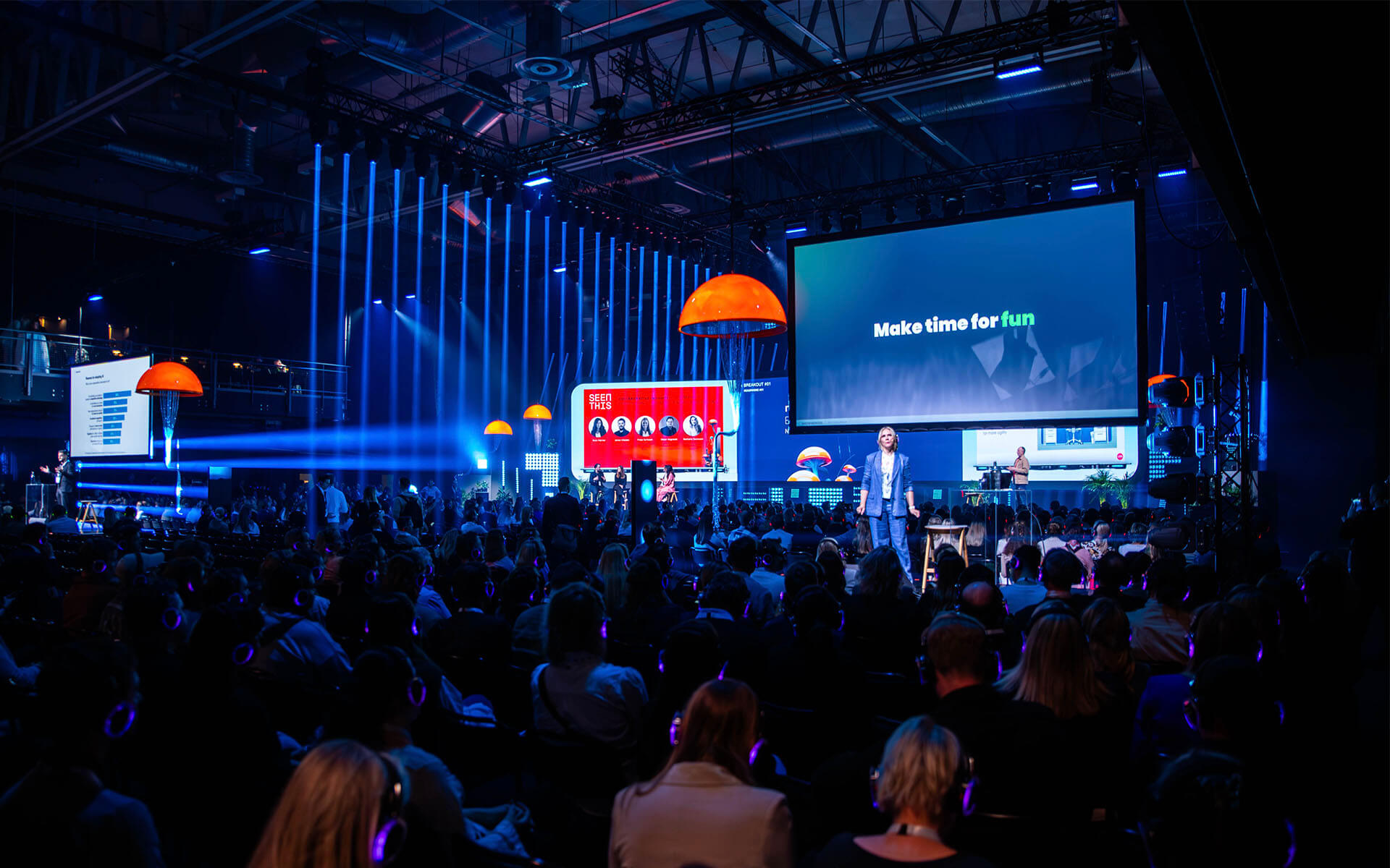 Speaker on stage during NextM 2024