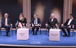 Paneldialog på scen i A1 på Stockholm Waterfront, Nobel Week Dialogue 2022