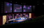 Scenlösning i A1 med läktaren utfälld, Nobel Week Dialogue 2022 Stockholm Waterfront