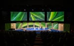 Scen med RGB-ljus, LED-skärmar och projektorer, Nobel Week Dialogue 2022 Stockholm Waterfront