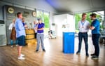 Övervåning i Nordeas VIP-tält med möbler, teknik och Staropramen popup-bar, Nordea Masters Bro Hof