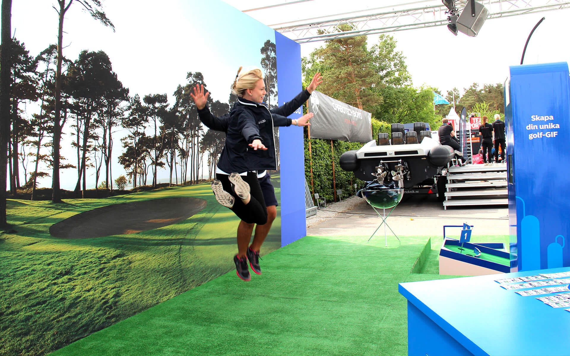 Fotoaktivering inne i fototält, Nordea Masters Bro Hof