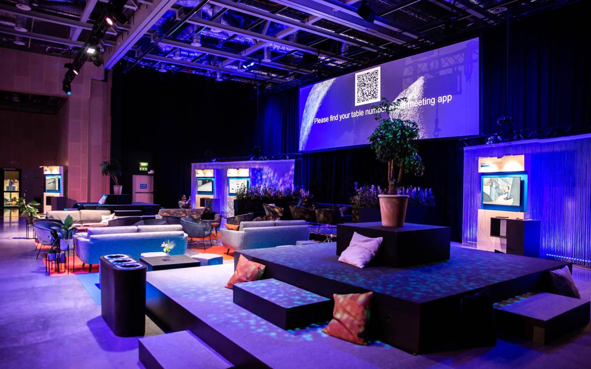 Sandvik TMM 2022 – multi-level lounge in the S3 section of Strawberry Fields, furnished and decorated by EDGE's décor department.