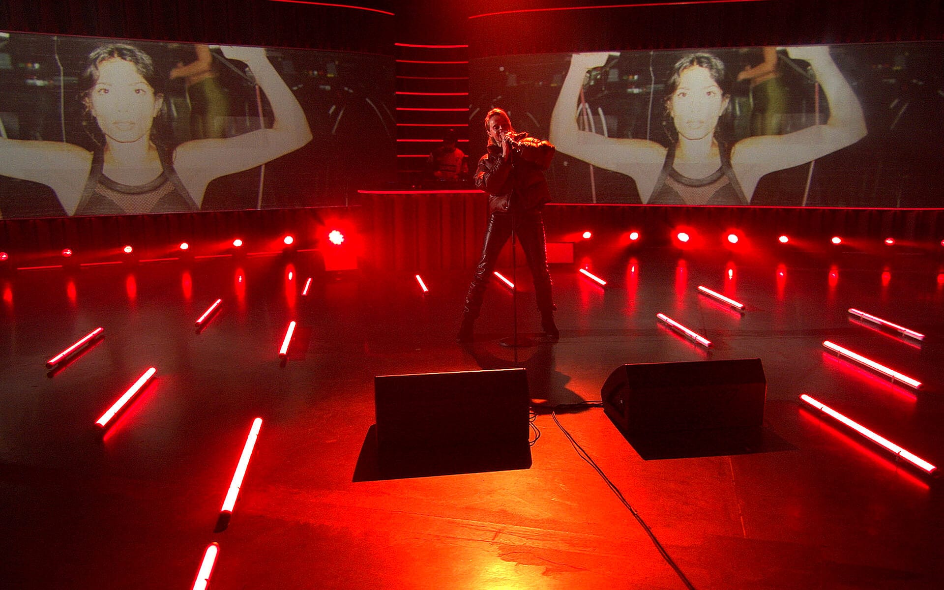 Silvana Imam on stage during Snabba Cash The Music Event at Studio Flex – EDGE delivered stage sound and live band technology for the Netflix production.