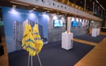 Mässmontrar i lokalen M1, Swedish Steel Prize 2023 Stockholm Waterfront