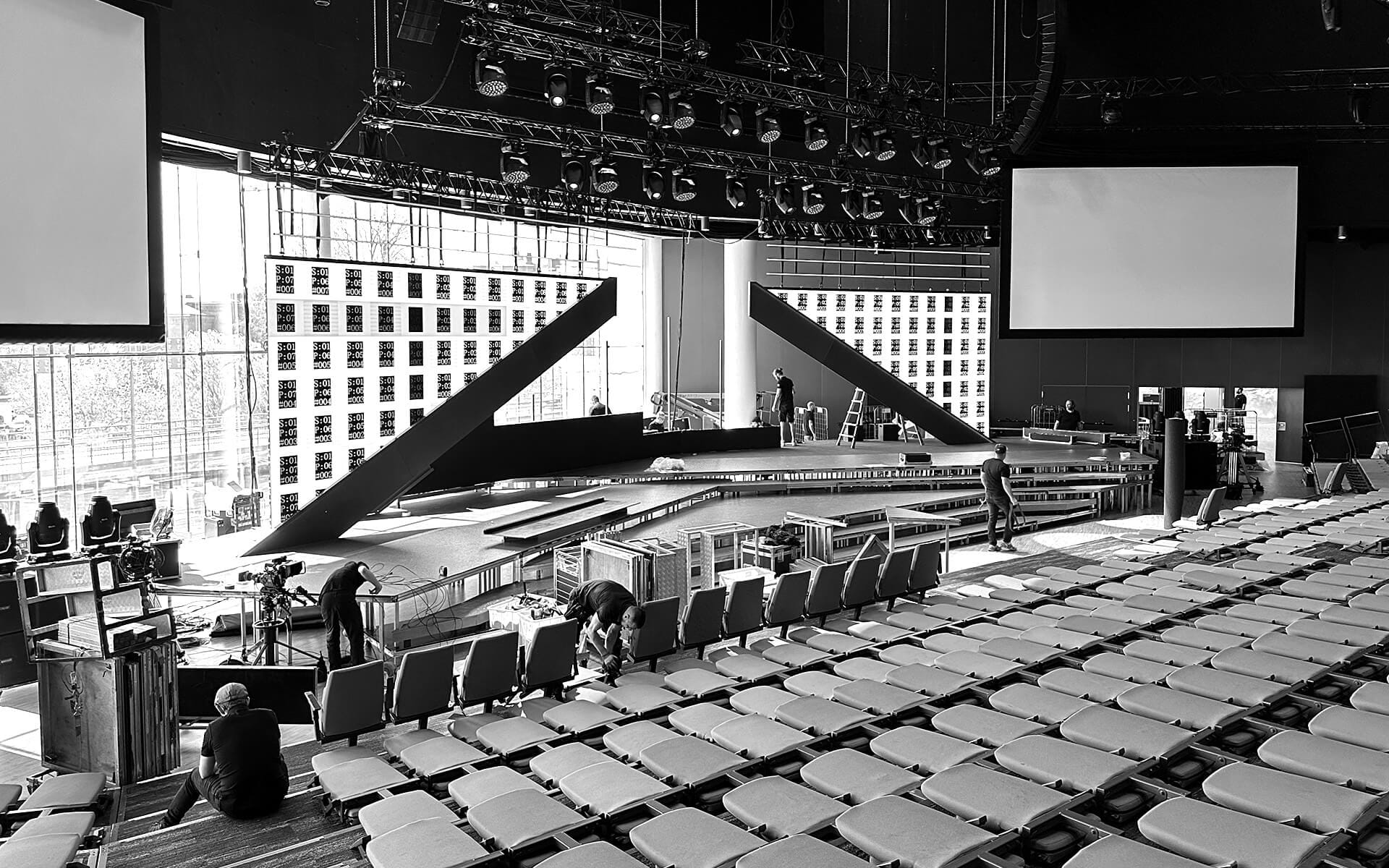Scenbygge i lokalen A1, Swedish Steel Prize 2023 Stockholm Waterfront