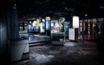 Golvfoliering som fortsätter från 3D-modellen ut i resten av Stockholmsrummet, Kulturhuset