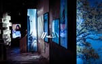 Touchskärmar i vägginstallation i Stockholmsrummet, Kulturhuset Stockholm