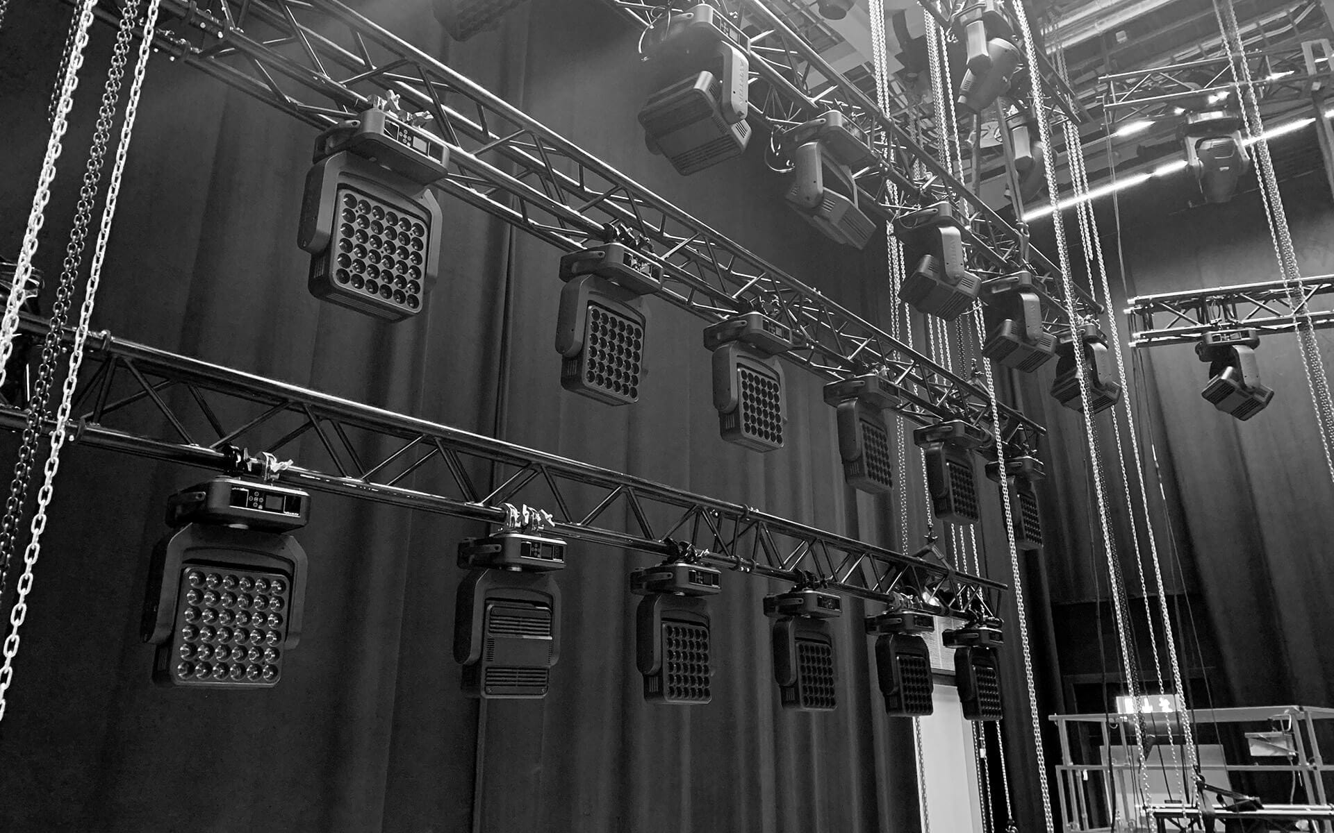 Truss with Ayrton Magicpanel 602 on left side of Studio Ett for live acts