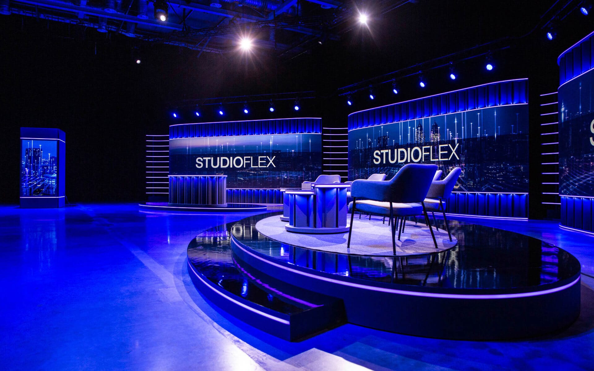 Studio Flex at Strawberry Fields – custom studio furniture and set design from EDGE's carpentry workshop and décor department for a refined and flexible studio environment.