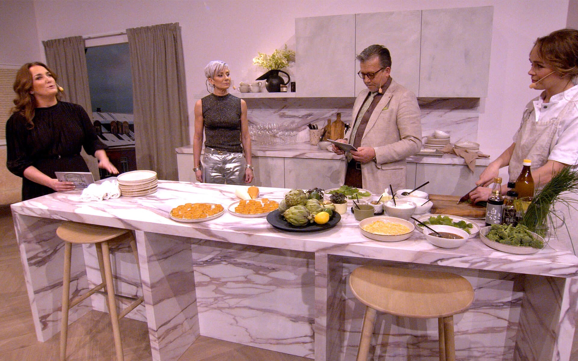 Svensk Fastighetsförmedling digital event at Studio Ett – EDGE-produced studio environment with set design and full technical production.