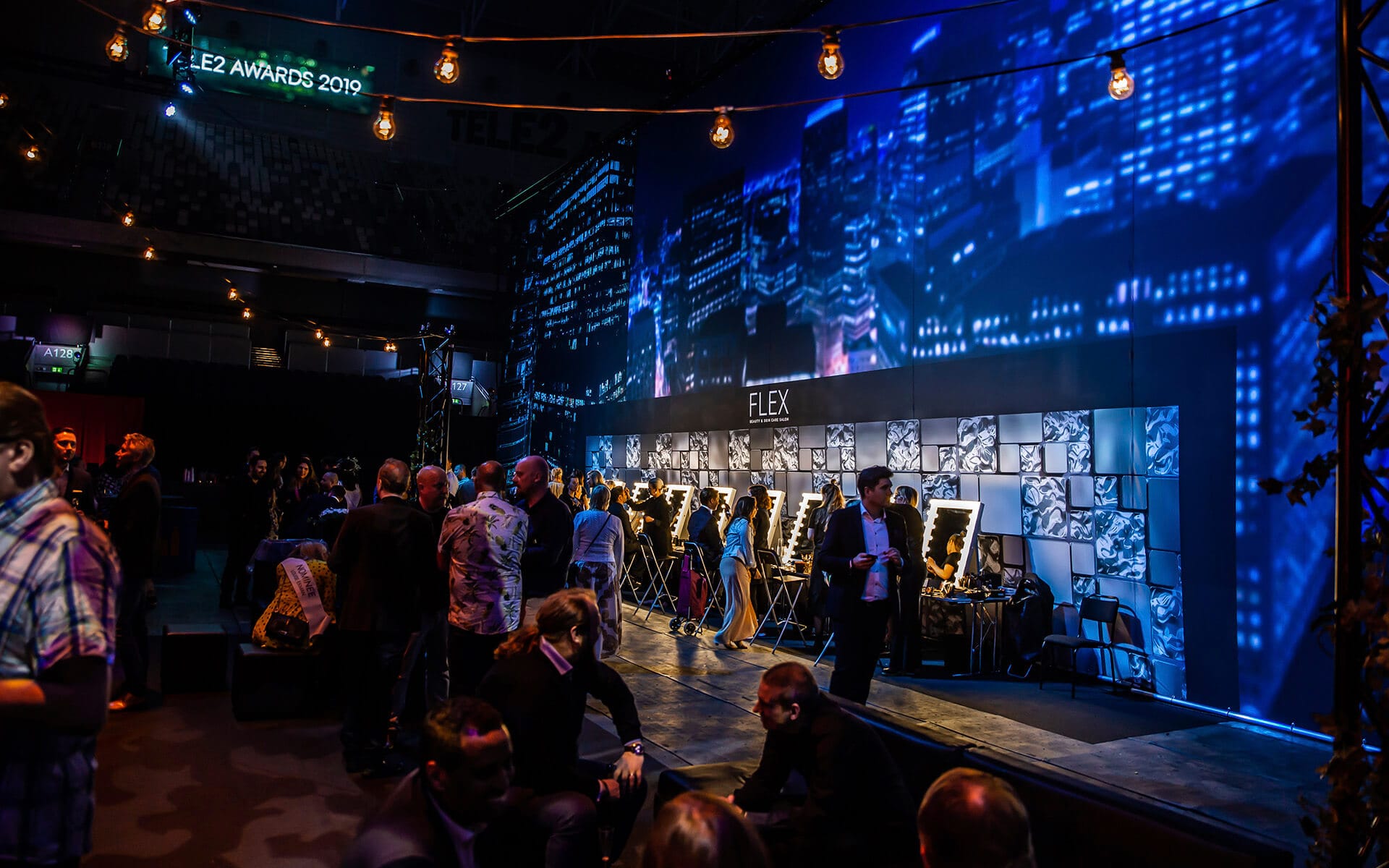 Närbild på sminkstation med speglar, Tele2-City Tele2 Awards 2019 3Arena