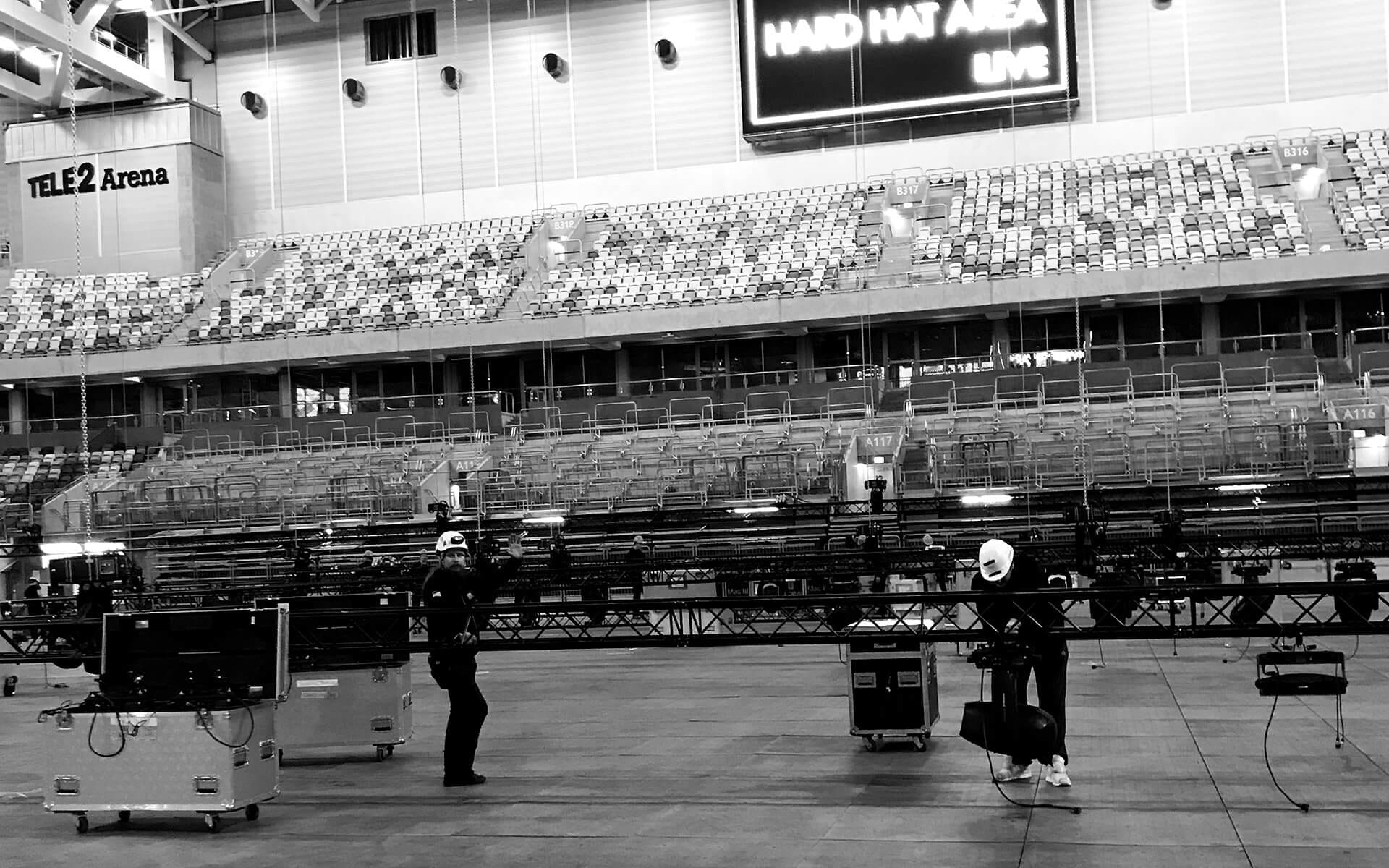 Riggning av tross och ljus i 3Arena – systematiskt och säkert förarbete som lägger grunden för ett felfritt genomförande.