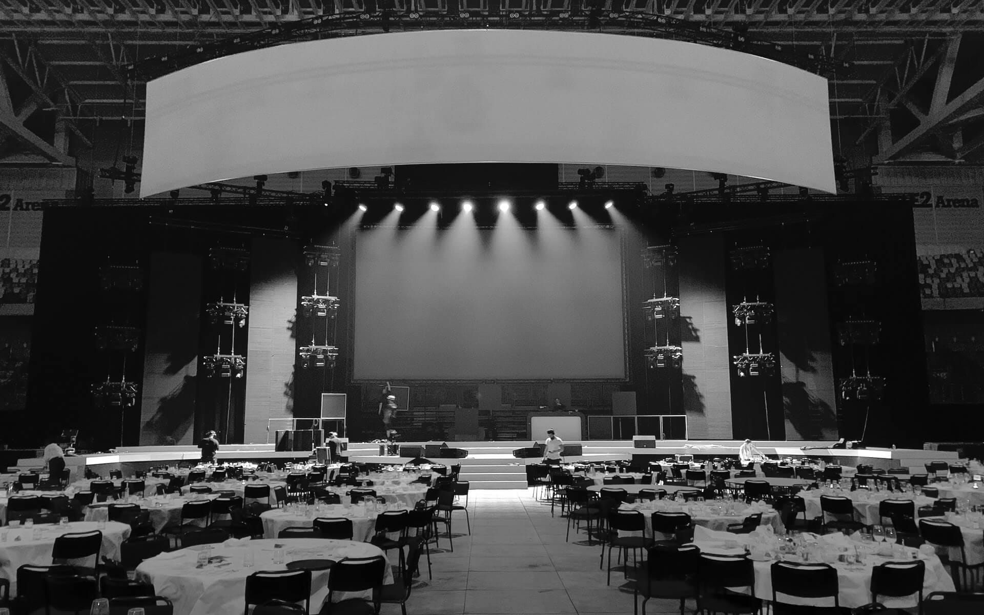 Stora scenen under byggnation, Tele2 Awards 2019 3Arena