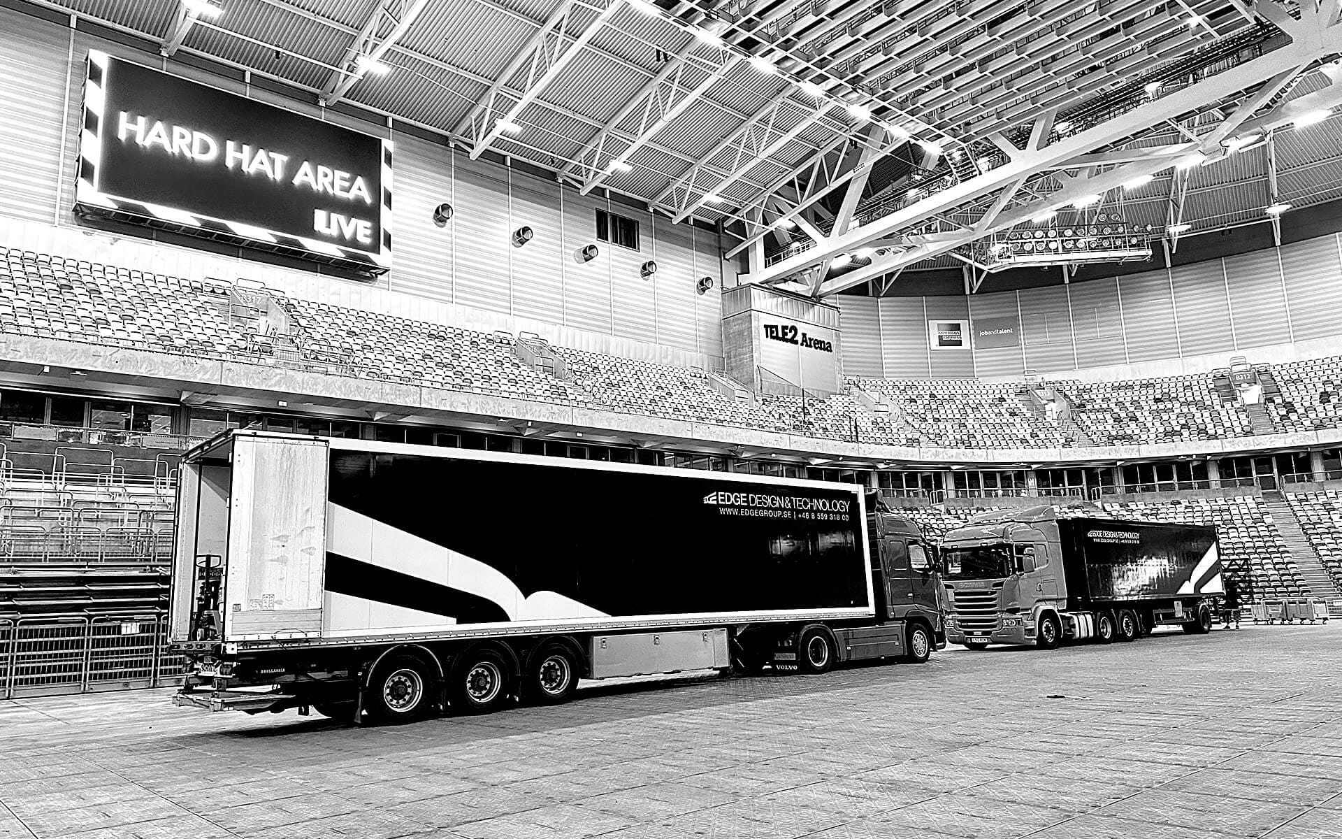 Flera EDGE trailers levererar utrustning till Tele2 Awards 2023 3Arena