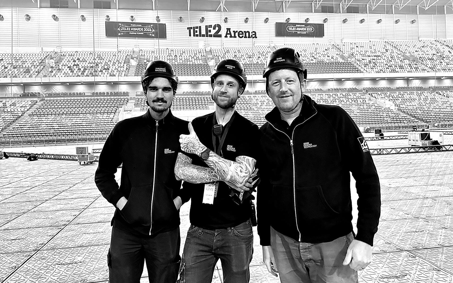 Andreas Weis with colleagues Dan and Theodor at Tele2 Awards 2023 – the team behind the project manager that makes the delivery possible.