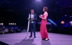 David Batra och Anna Kinberg Batra som moderatorer, TUR-Spelen 2022 Stadium Arena Norrköping