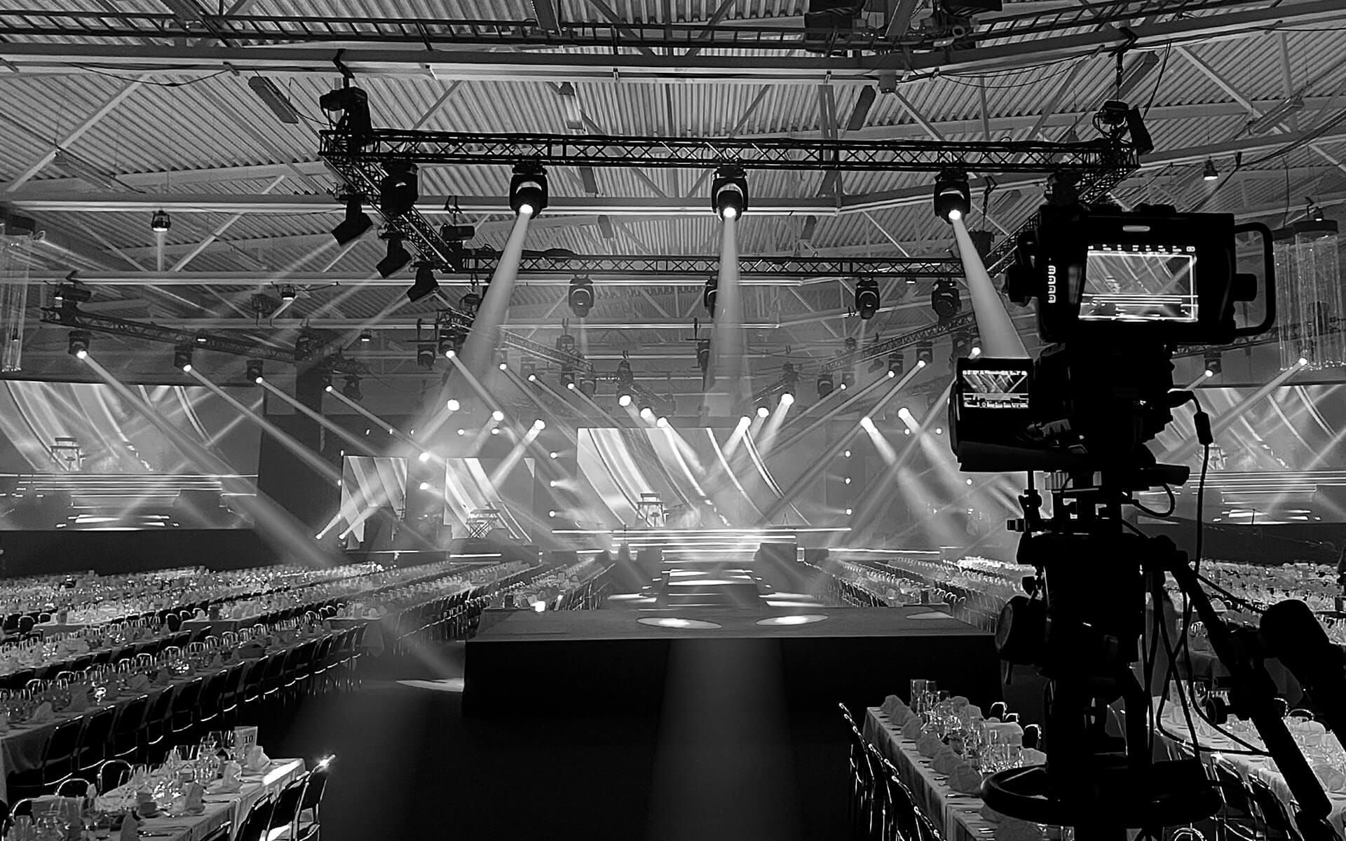 Studio camera behind the scenes at main stage, TUR-Spelen 2022 Stadium Arena Norrköping
