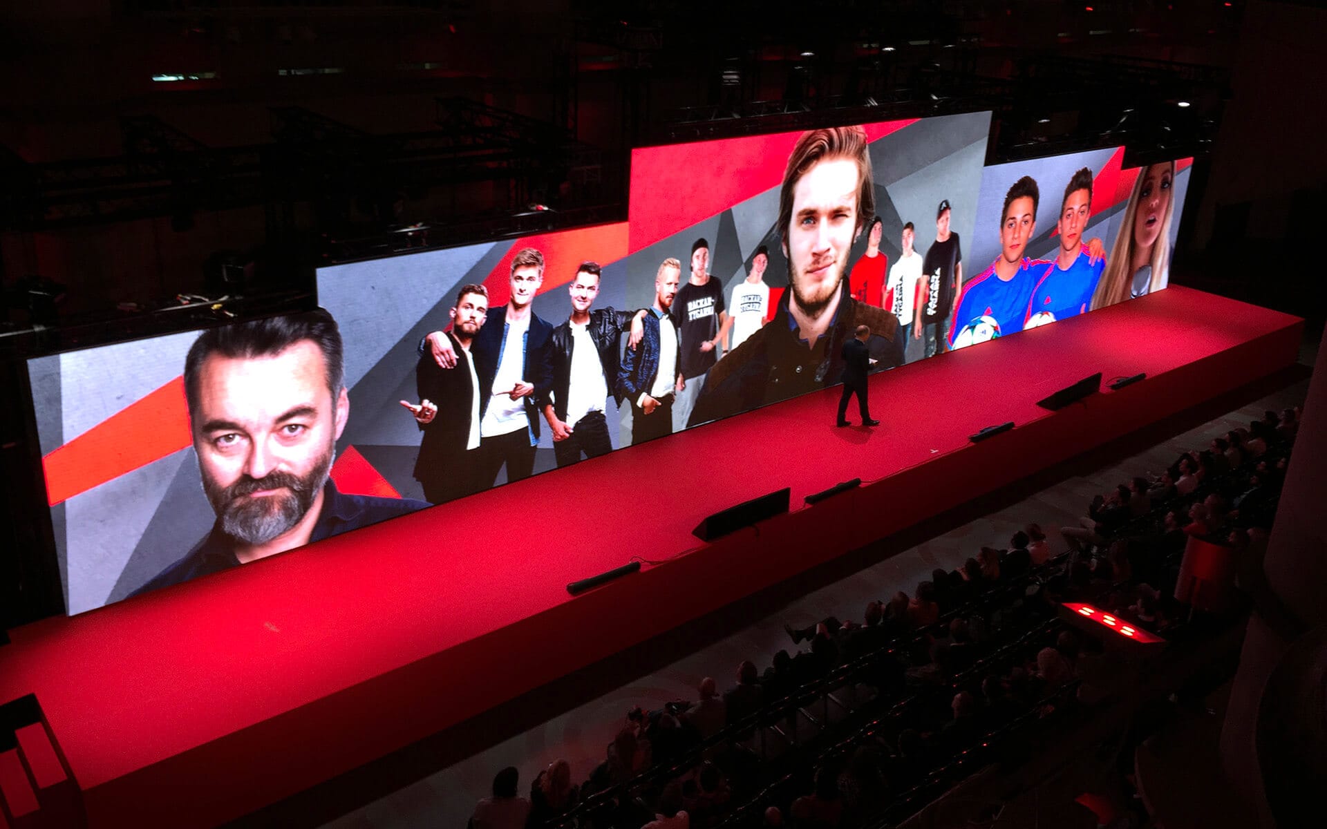 YouTube stars displayed on LED screen, YouTube 10th anniversary Nordic Museum Stockholm