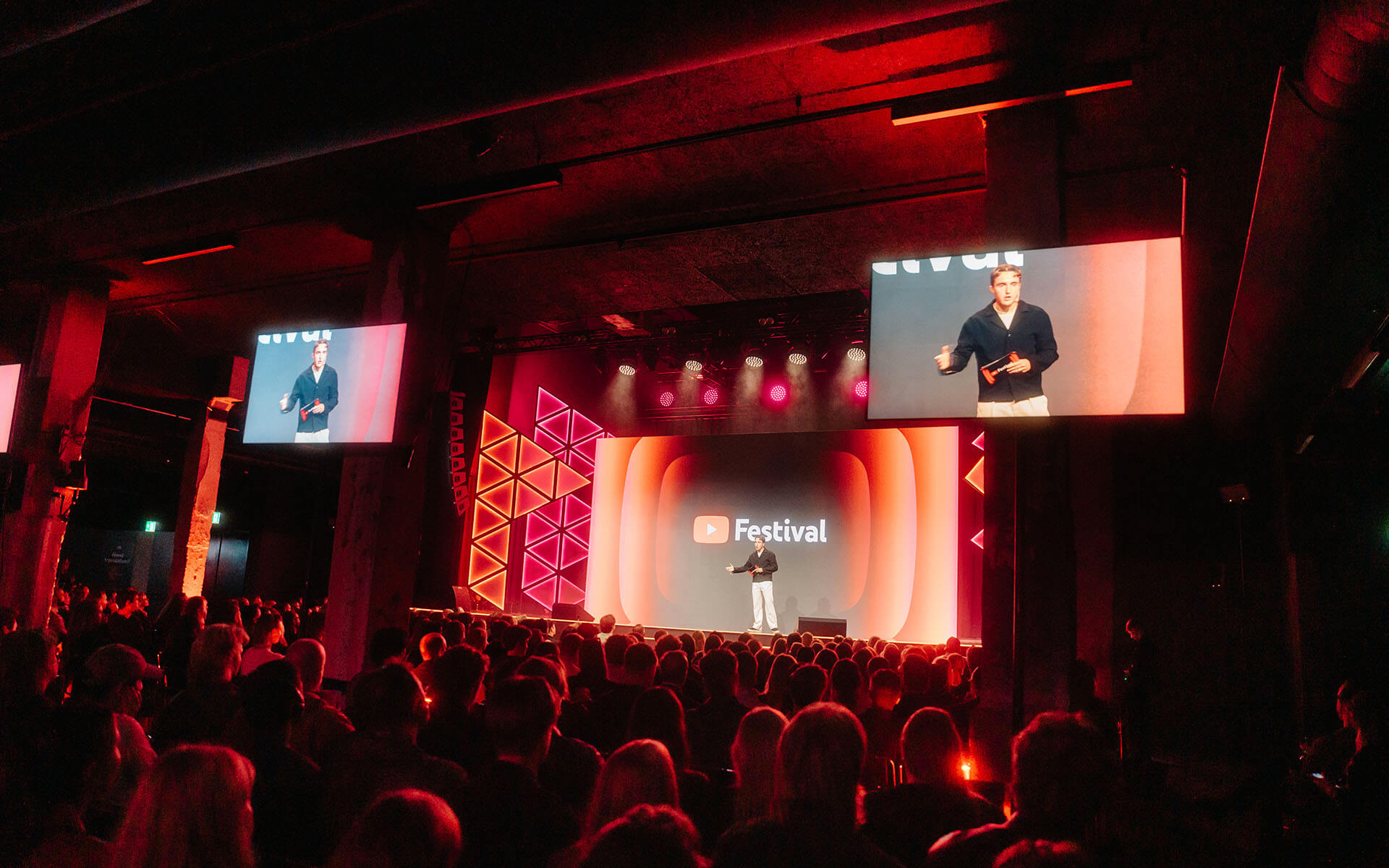 The 8 × 4 metre LED wall on the main stage